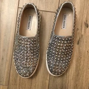 Steve Madden slip on spike and glitter shoes